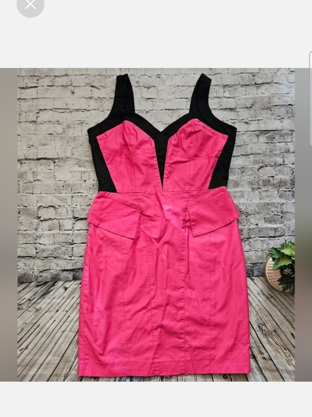 Bebe Colorblock Stretch Dress Black Hot Pink Clubwear Sexy medium* Read**